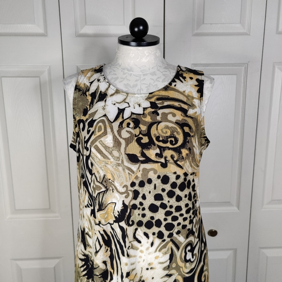 Long Black Tan Animal Print Tank Summer Vacation Dress Size XL - Picture 6 of 7